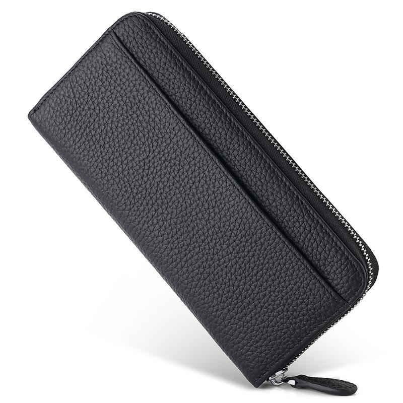 Customized leather long wallet women's high-end zipper women's clutch bag long large-capacity coin bag women