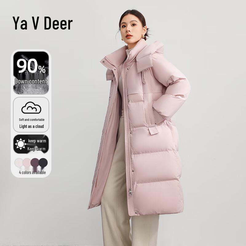 

Yalu Women s Winter Mid-Length Detachable Hood Down Jacket S