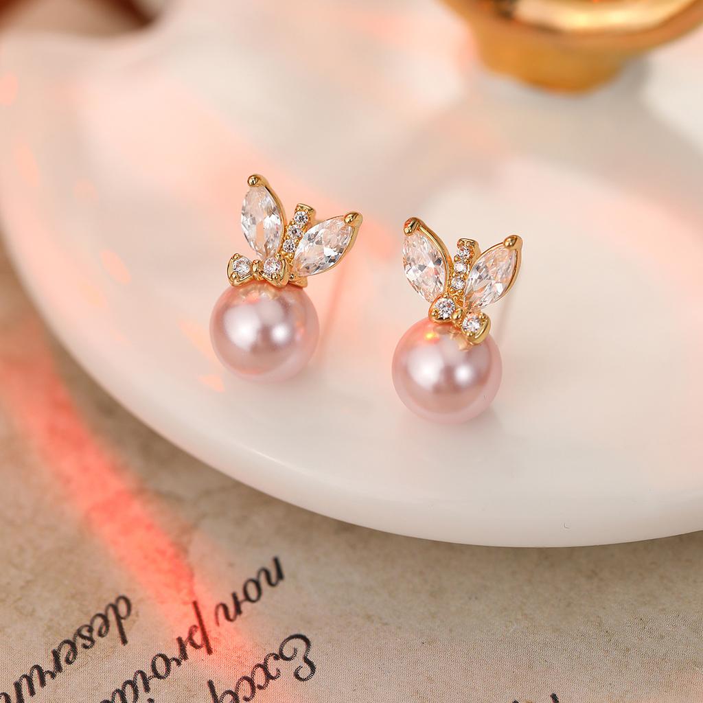 Premium Pearl Stud Earrings S925 Silver Needle Elegant Exquisite Earrings Retro Temperament Versatile Earrings