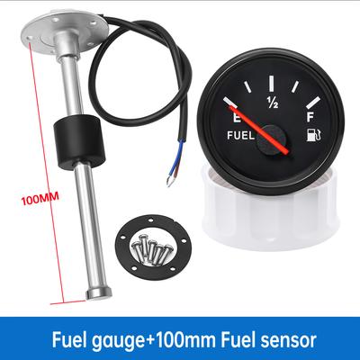 E-1/2-F Fuel Level Gauge Boat Marine Fuel Tank Level Gauge with 100-550mm Fuel Indicator Sensor Red Backlight for Car Boat