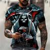 Summer Round Neck 3D Interesting and Terrifying Skull Pattern Print Top Fashionable Casual Short Sleeved Men's T-shirts