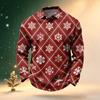 Men's Golf Shirt Long Sleeve Casual Christmas Print Quick-Dry Mesh Top