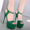 Women's High-Heeled Sandals 15cm Super High Heels Thin Heels Waterproof Platform One-Button Strap Sexy Women's Shoes