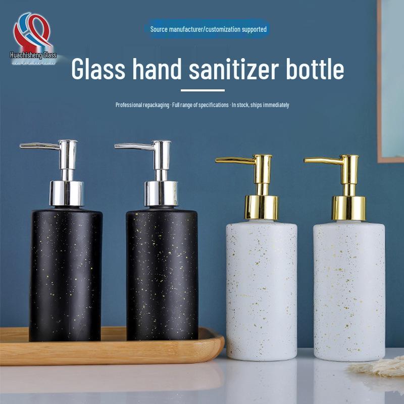 Glass Press-Type Refillable Bottle for Hand Sanitizer, Shampoo, or Shower Gel – Ideal for Hotel and B&B Bathrooms