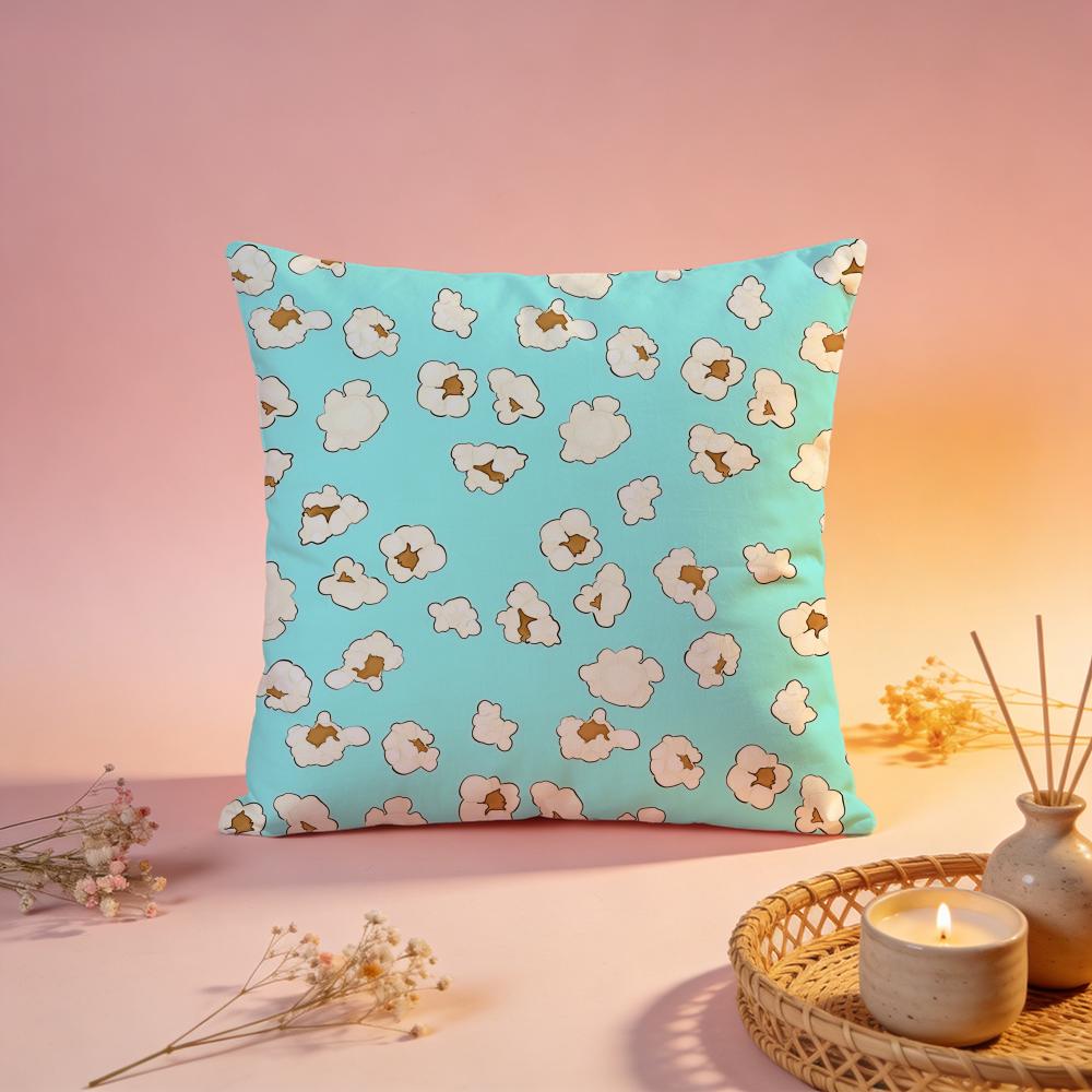 Fun Popcorn Cartoon Graphic Cushion Cover Comfortable Durable Pillow Cover MultiScene for Home Office Car Sofa