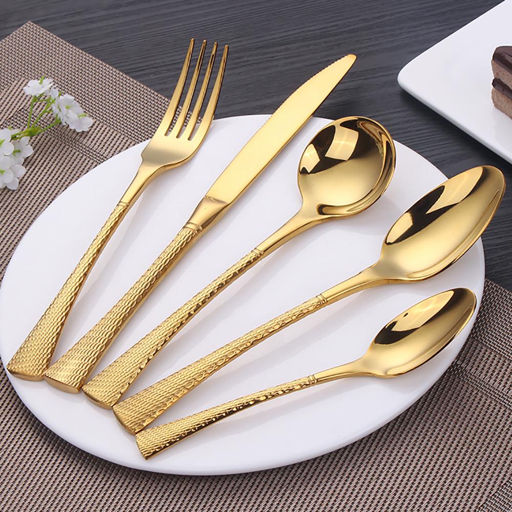 16/20/24 Pieces Gold Cutlery Set Knife Fork Spoon Set Stainless Steel Tableware Snake Scale Handle Dinnerware Kitchen Utensils