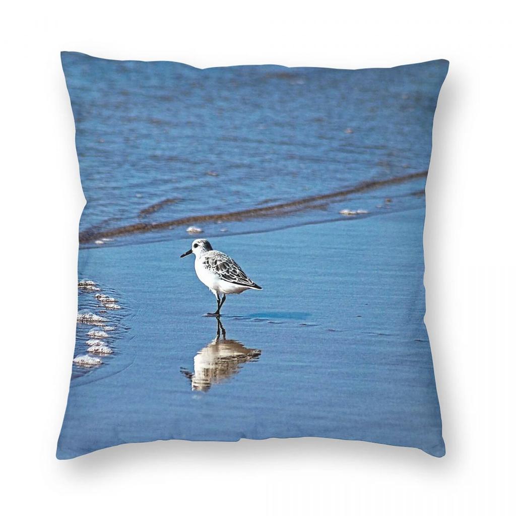 Sandpiper Coastal Bird Beach Pillowcase Polyester Linen Velvet Pattern Zip Decorative Car Cushion Cover