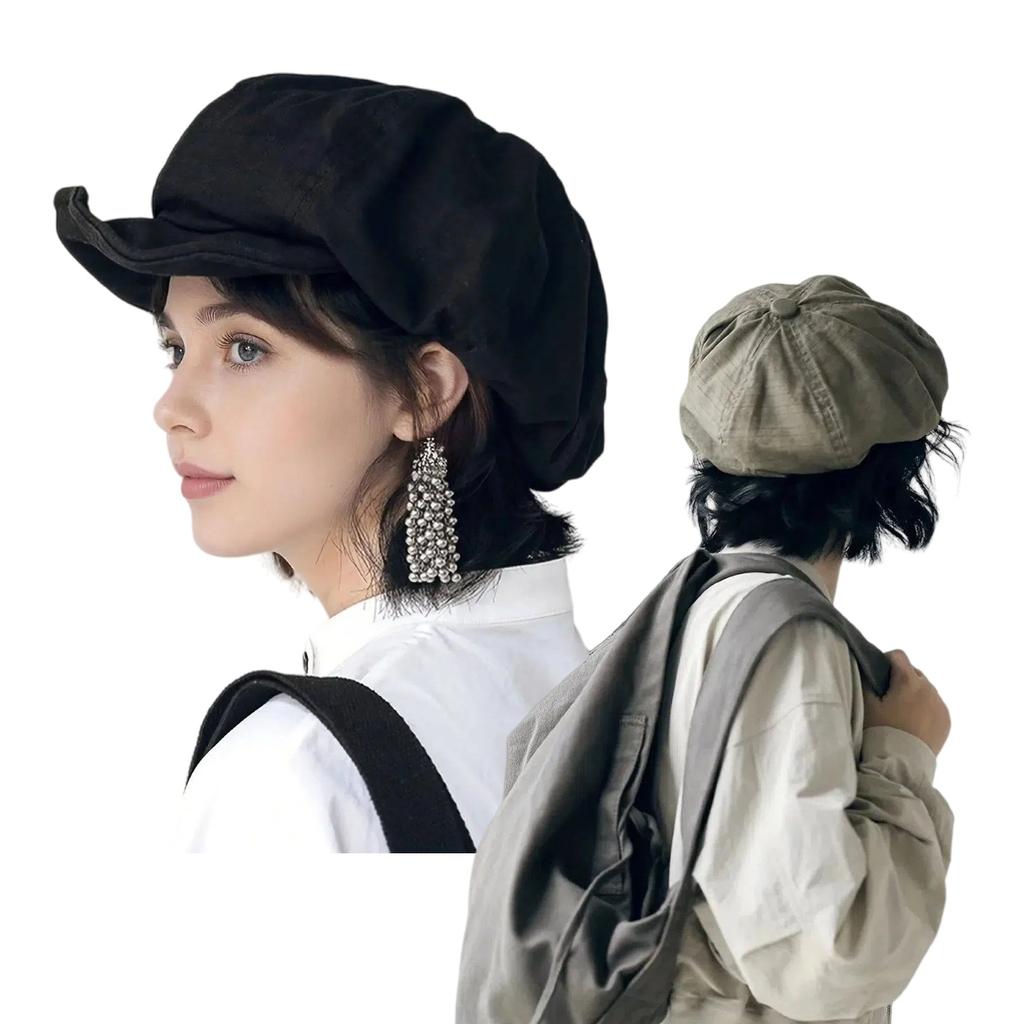 Retro Beret Capswestern Style Ivy Cap Classic For Women Painter'S Beret Solid Color Hat For Outdoor Fishing Camping 54-60Cm