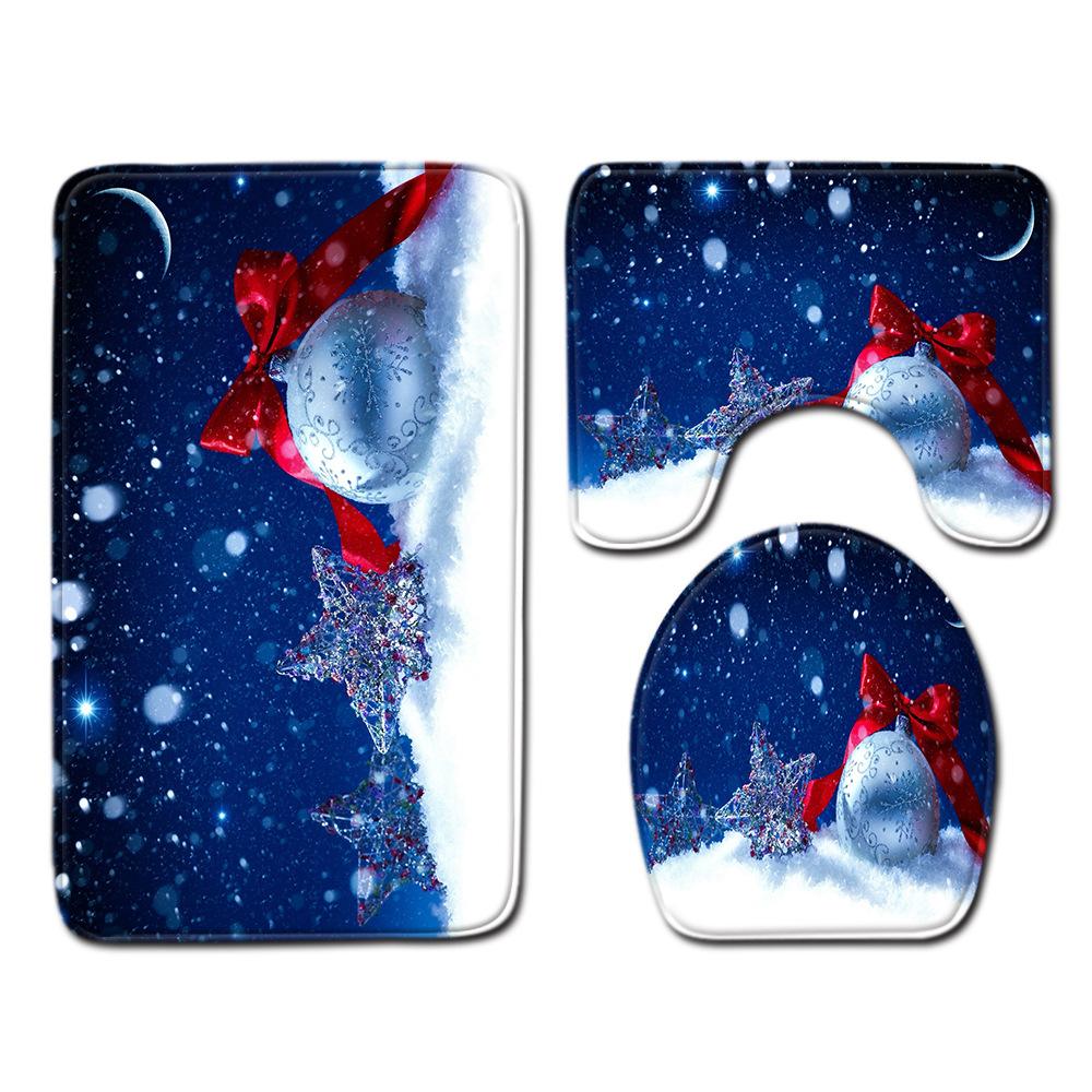 Christmas Bathroom Floor Mat Toilet Three-Piece Set