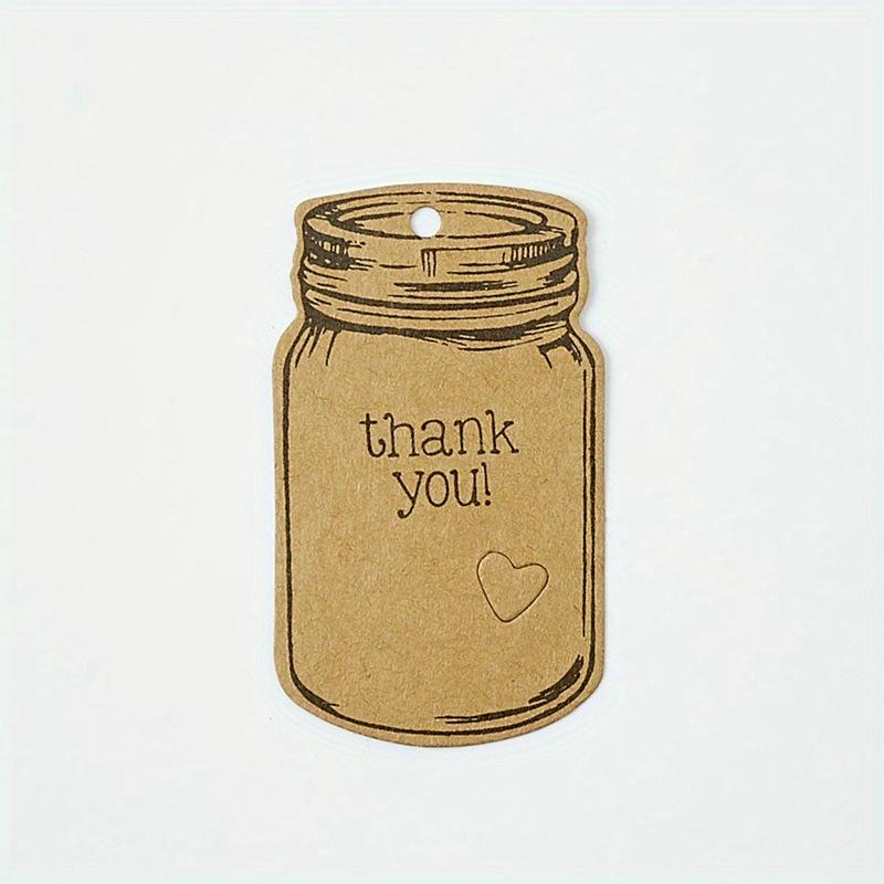 50 garrafas de deriva em branco/conjunto Obrigado etiquetas de papel kraft para pendurar, decoração de presente artesanal faça você mesmo, cartões de mensagem