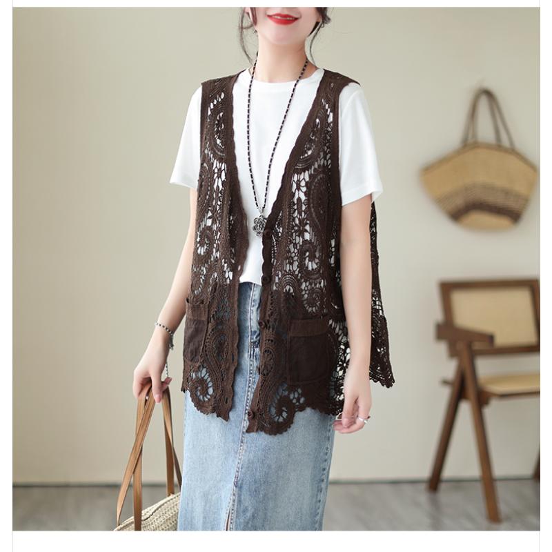DIMANAF 2023, vestă de vară pentru femei, vestă scobită din tricot