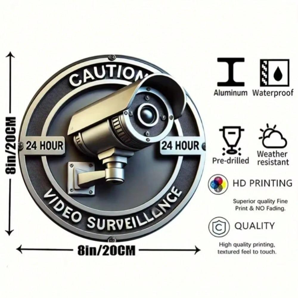 Security Camera Metal Sign 2D Flat Retro Style Home Decor Wall Art Vintage