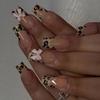 European And American New Manicure Valentine'S Day Leopard Print Bow Design Classic French Chinese Manicure Wearing Armor