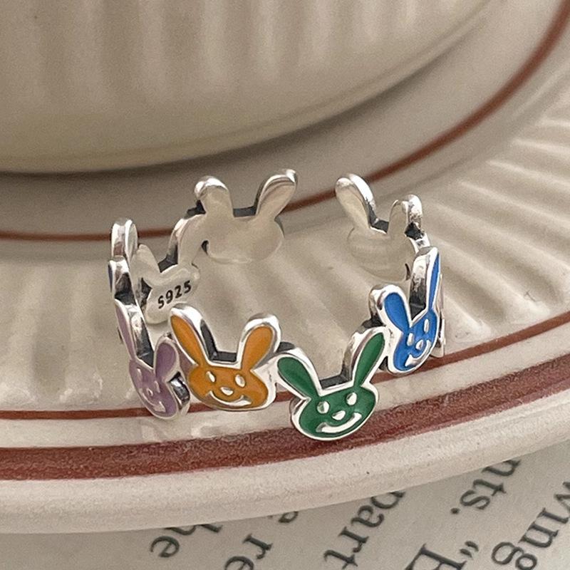 

Медное регулируемое кольцо с кроликом для женщин, очаровательный ретро-дизайн для года Кролика