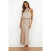 Europe, America, Spring and Summer New Solid Color High-end Satin Sleeveless Dress Fashionable and Elegant Temperament Light Evening Dress