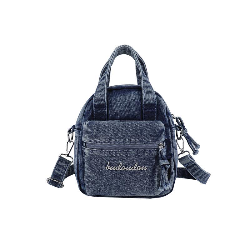 Borsa a tracolla in denim da donna a più strati per pendolari, borsa per cellulare