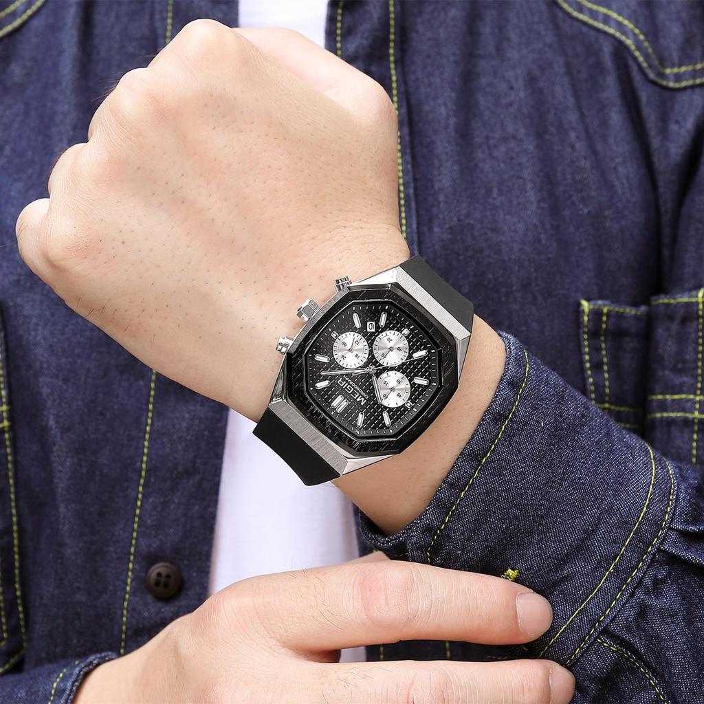 MEGIR Chronograph Fashion Sport Casual Watches for Men Silicone Waterproof Quartz Wristwatch Date Clock Reloj Hombre 2215