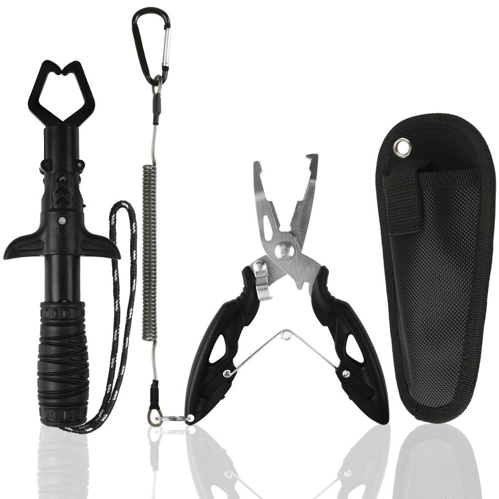 Fish Lip Gripper Pliers & Fish Lip Gripper Set Upgraded Muti-Function Hook Remover Split Ring Pliers for Ice Fishing Gear