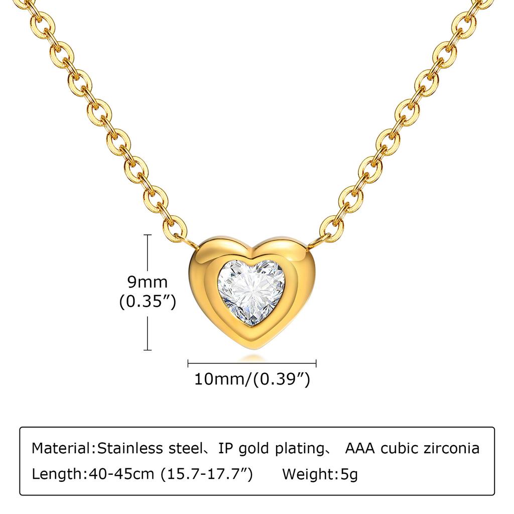 Wind 18K Gold Stainless Steel Love Inlaid Pink Zircon Pendant Necklace Earrings Niche Jewelry