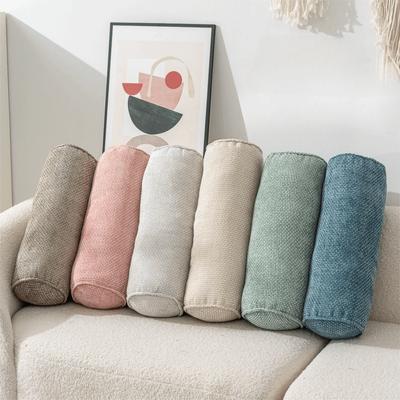 Solid Color Chenille Cylinder Pillow Ergonomic Minimalist Neck Roll Pillow Japanese Style Soft Cervical Pillow Dormitory