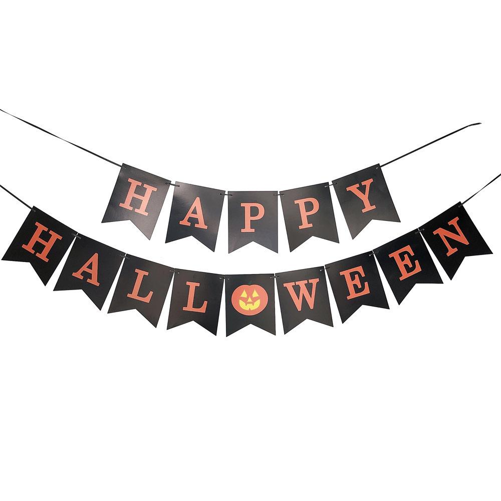 Halloween Buchstaben Zugflagge Happyhalloween Banner Festival Hängeflagge Halloween Skelett