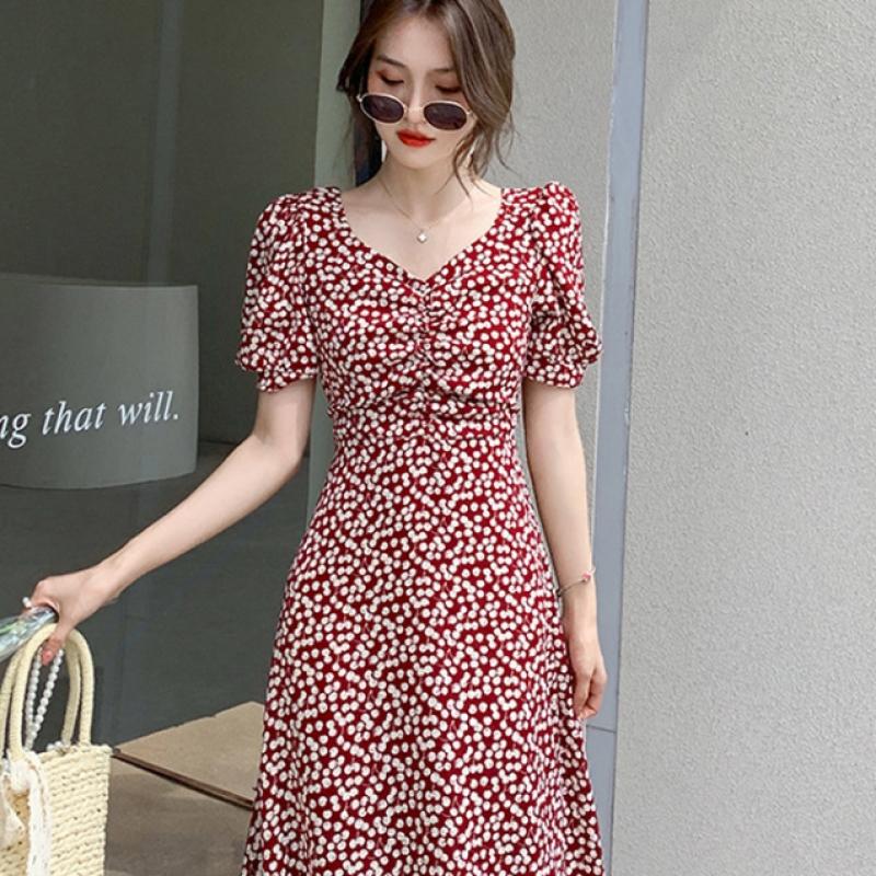 Shop Women Slim Fit Cherry Summer Shirring Midi Dress Won Wdr Wde357c