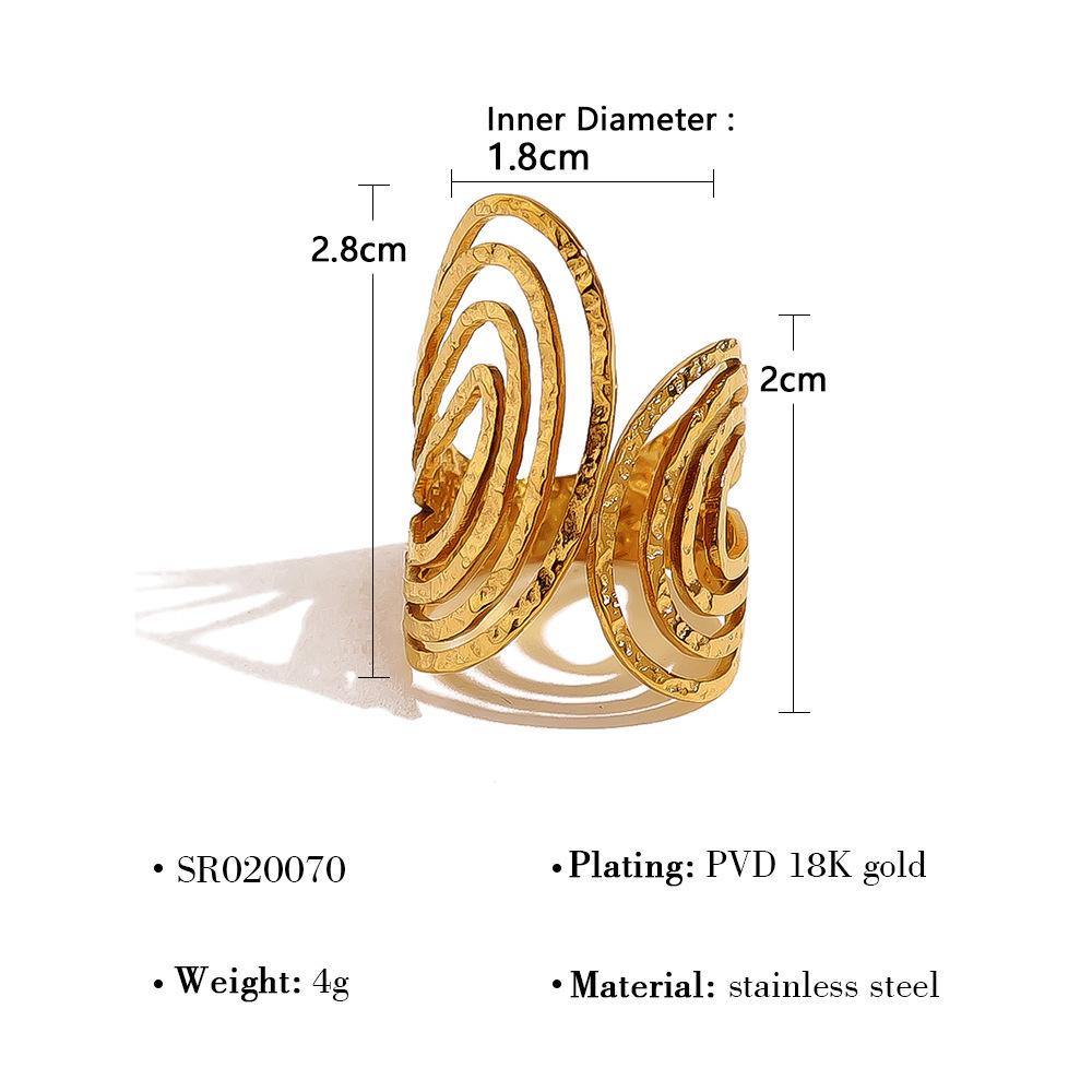 Stainless Steel Multi-layer Hollow Line Ring Knock Open Ring Female