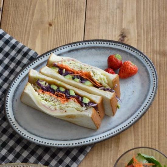 EAST Table Oval Plate Dot Oval Plate 24cm Pottery Black Soil White Glaze Made In Japan Microwave Safe Dishwasher Safe Large Plate IC-022-01