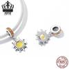 Everlove Minimalist Sun & Stars Sterling Silver Bracelet with Gold Glass and Zircon Charms - SCC2210