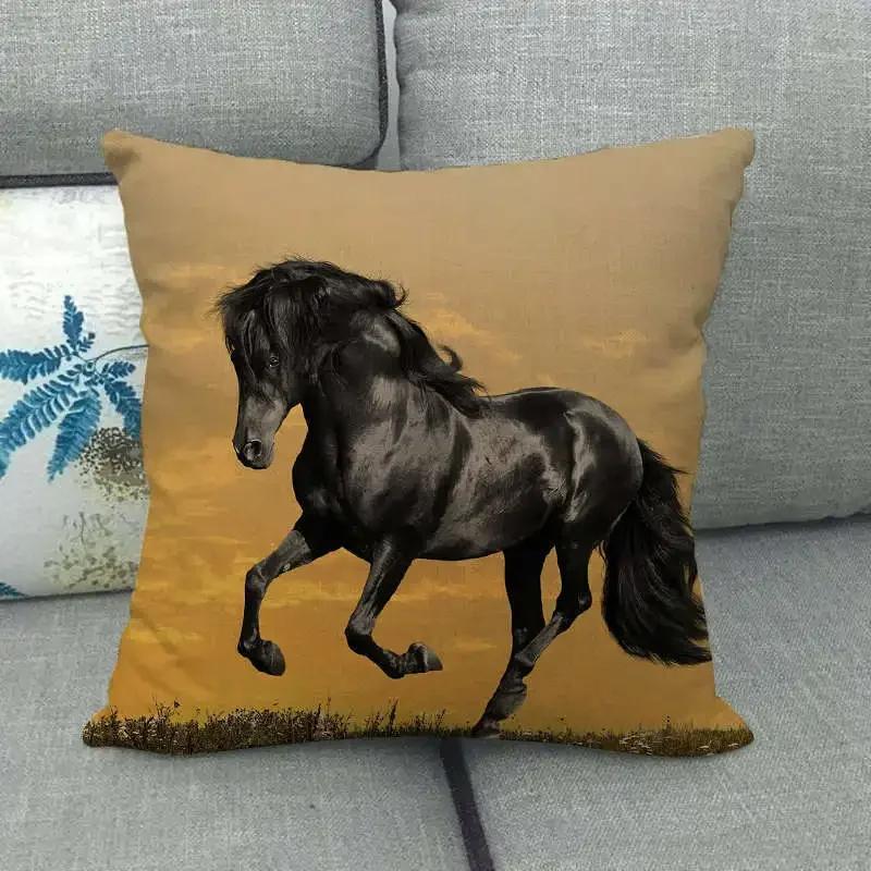 Horse Print Cushion Covers Home Decoration Animal Pillow Cases  Sofa Seat Chair Throw Pillows Linen Pillowslip Car Accessories