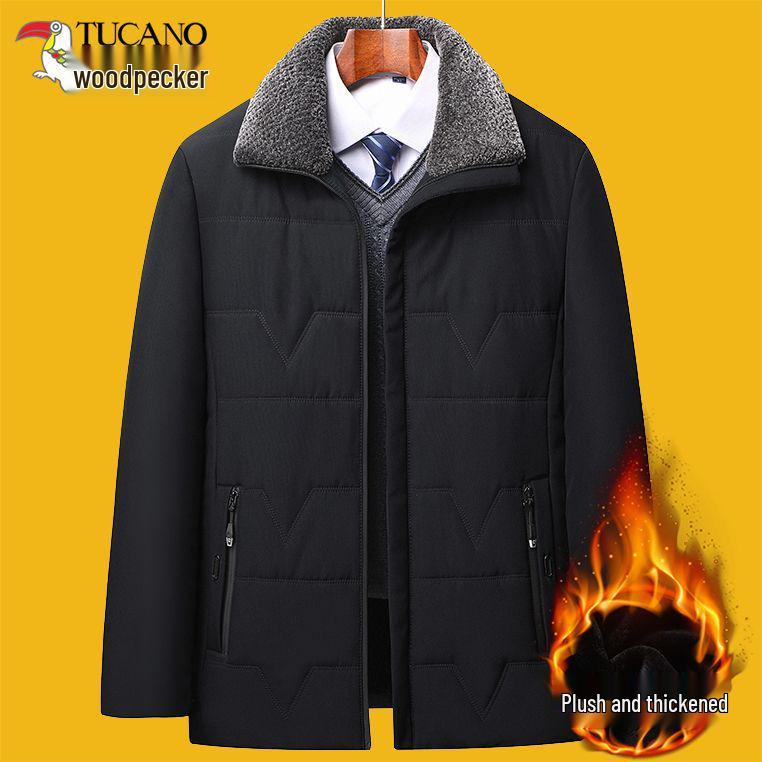Men's Fleece-Lined Cotton Jacket for Middle-Aged & Elderly - Warm Outfit for 50+ Dads & 70+ Grandpas