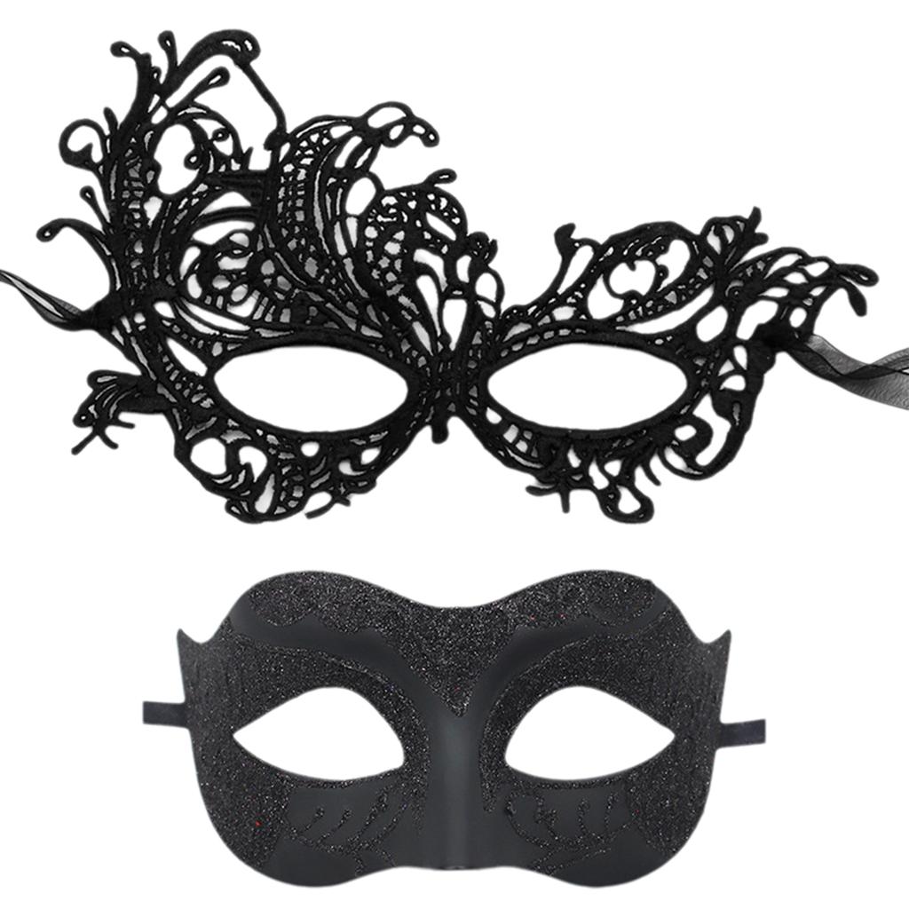 Set of 2 Elegant Party Masks Accessory Luxurious His And Hers Half Face Jazz Masks For Costume Balls And Themed Events