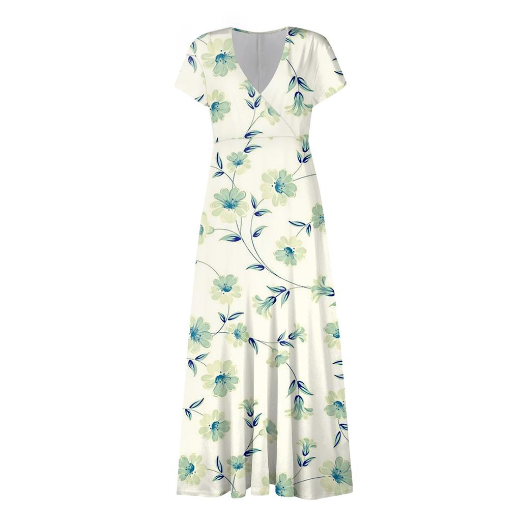 Dámské dlouhé šaty Maxi šaty Ležérní šaty Šifonové šaty Šaty na houpačce Jednobarevné Ležérní Zralé Venkovní Denní rande Volané šaty s krátkým rukávem s výstřihem do V