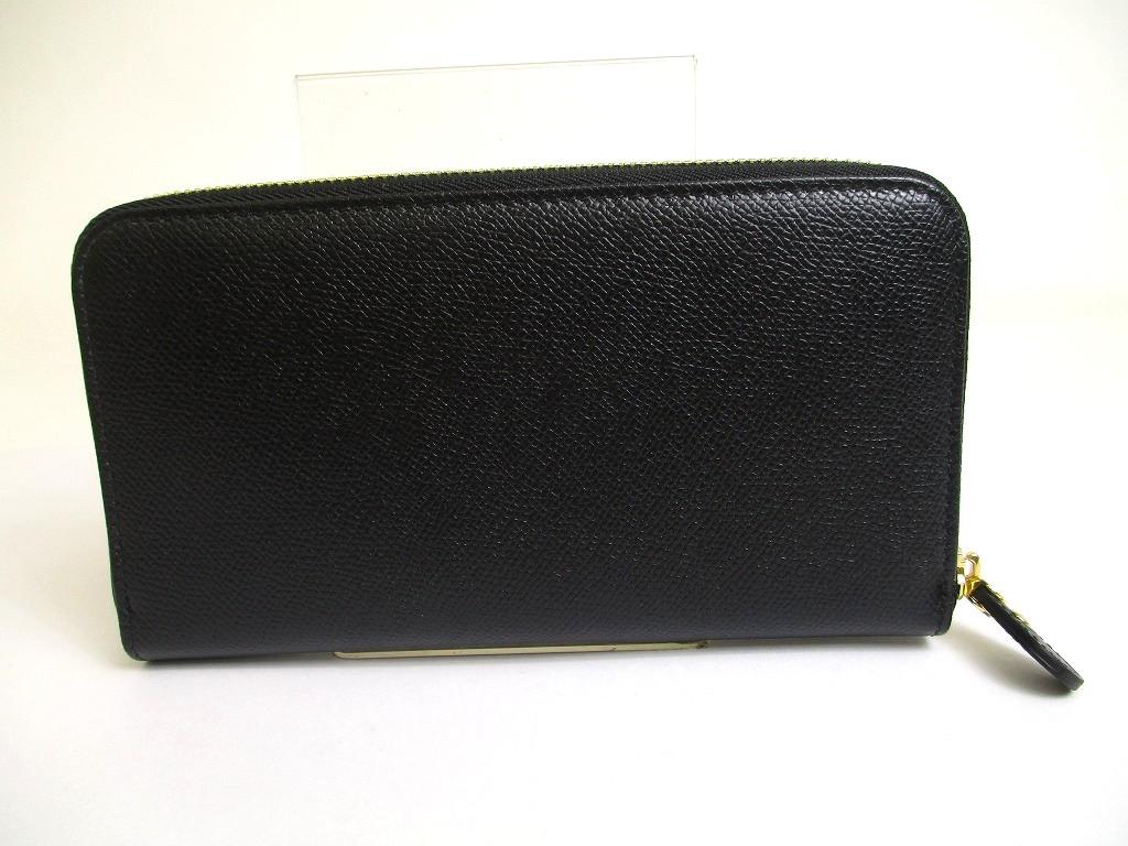 Authentic Salvatore Ferragamo Gancini Black Leather Gold H/W Round Zip Wallet #a687  Refurbished
