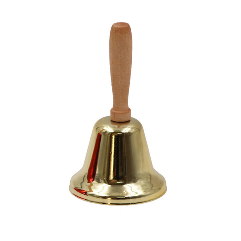Metal Christmas Hand Call Bell with Wooden Handle Simple Service Dinner Bell for Wedding Party School Office