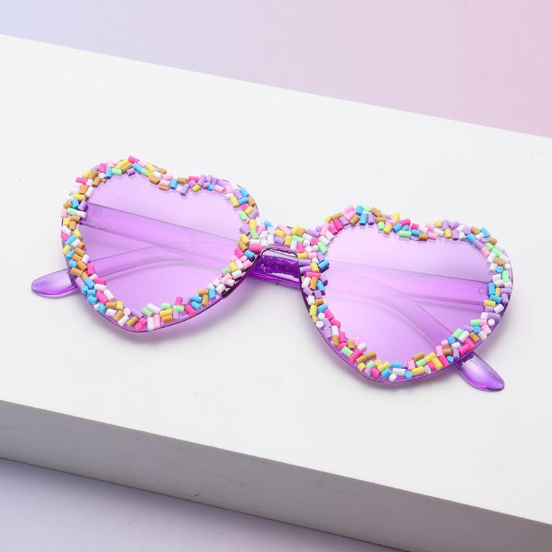 Love Peach Heart Borderless All-In-One Fashion Sunglasses Party Party Party Personality Funny Glasses Candy-Colored Sunglasses