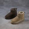Johnature Genuine Leather Thick Soled Snow Boots Cow Suede And Plush Warm Women's Cotton Shoes