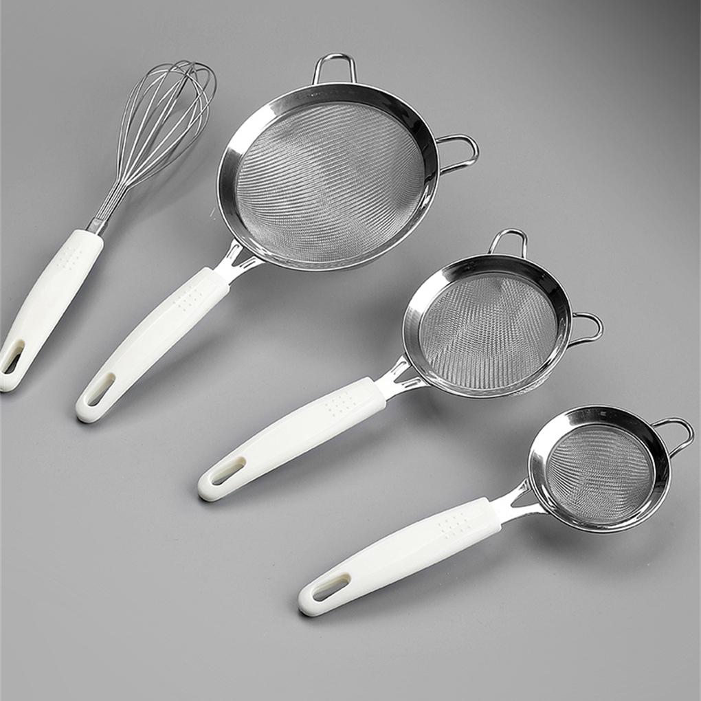 Stainless Steel Flour Sieve Grains Fine Mesh Anti-slip Strainer Restaurant Portable Fried Food Filter Sifter Home Supplies