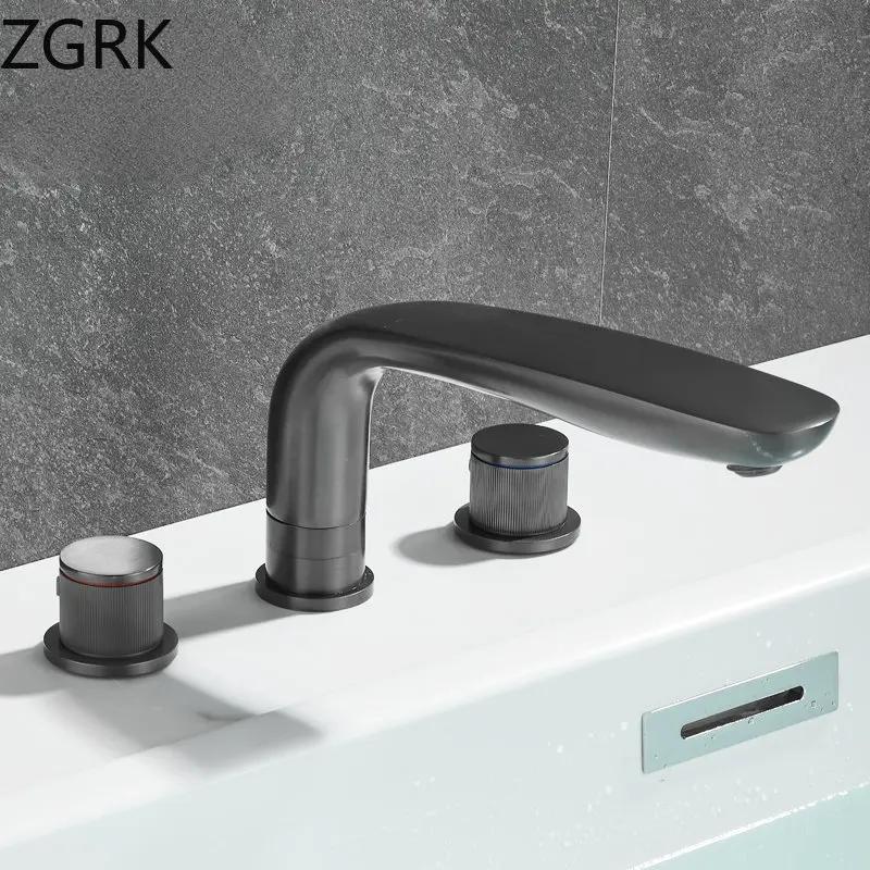 Luxury Bathroom Faucet Cold and Hot Water Tap Brushed Gold Split Three Hole Basin Faucet Solid Brass Washbasin Water Mixer