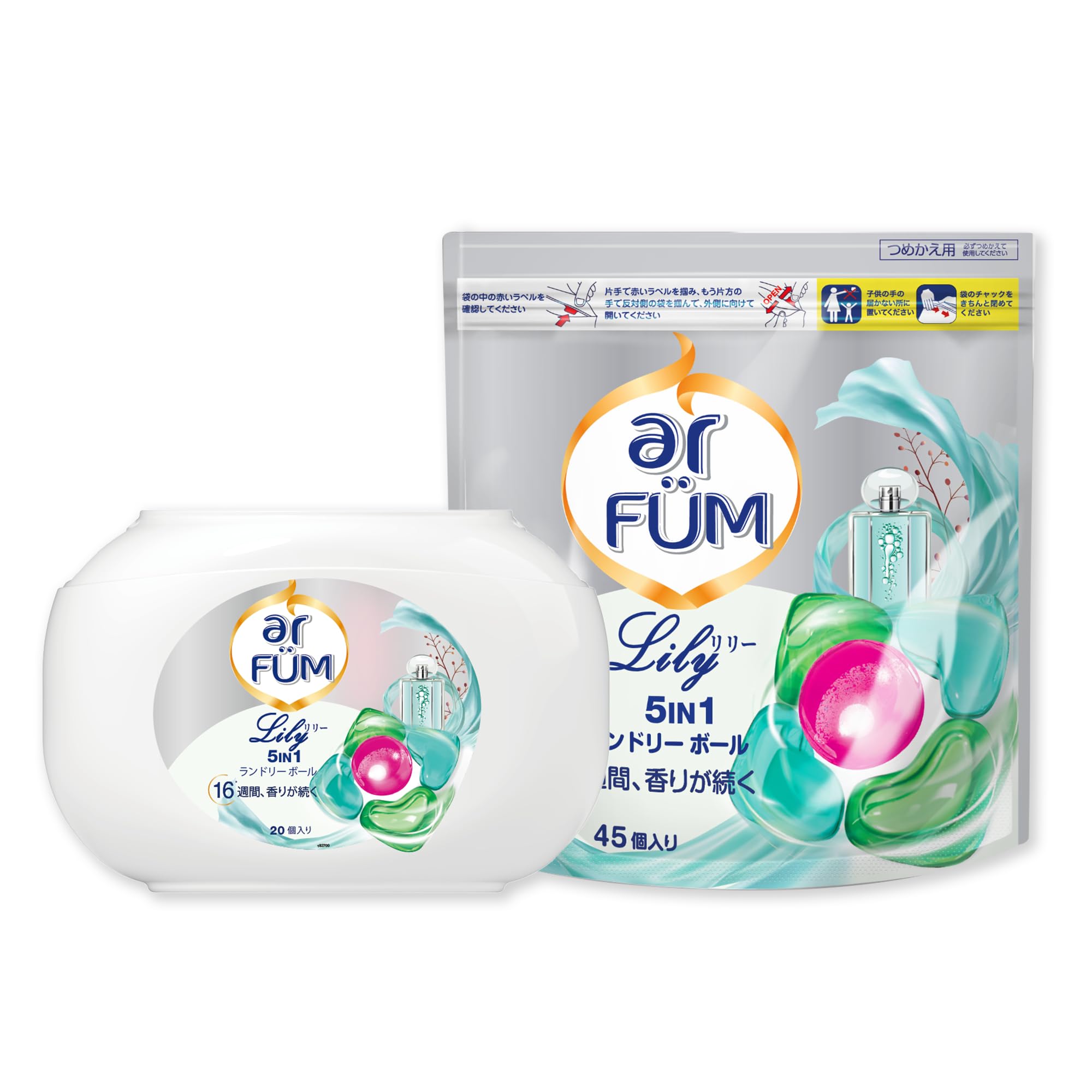 

Over 120 Million Sold in Mini Bottle Refill arFUM Lily Laundry Gel Ball Softener Total of 65 Tablets Korea! [Set] (20 Tablets) + (45 Tablets)