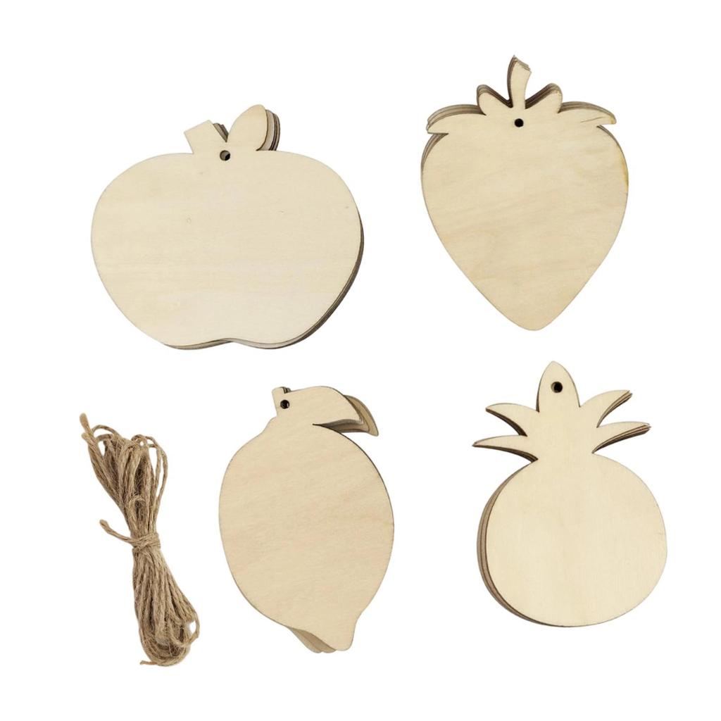 32Pcs Unfinished Wood Fruit Shapes Blank Discs Crafts Home Decoration Wooden Pieces Slices for DIY