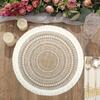 1pc Round Table Placemats with Tassels Bohemian Style Woven Round Tassel Table Restaurant Kitchen Table Decoration