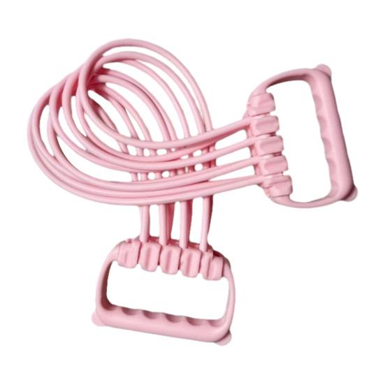 Pedal Resistance Band Handle with Ankle Puller 8-Tube Pedal Exerciser Multifunction Tension A розовый