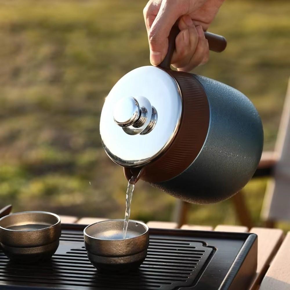 Stainless Steel Titanium-Coated Teapot Titanium-Coated Liner Large Capacity Insulated Coffee Pot with Handle Brewing Pot Kitchen