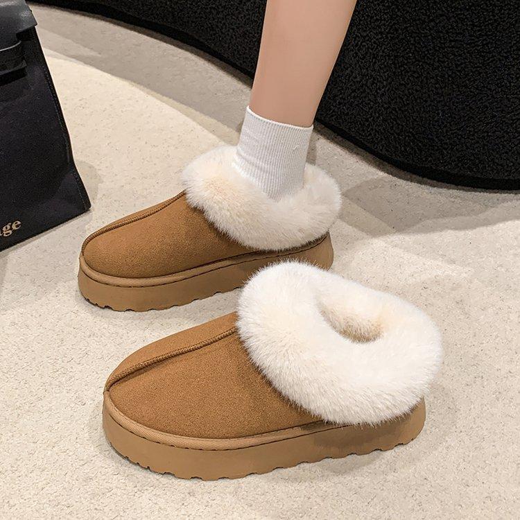 European and American Large-size Autumn and Winter New Thickened Warm Snow Boots for Women with Thick Soles and One Pedal of Fluffy Boots