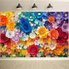 2D Rainbow Paper Flower Wall Backdrop Floral Photography Background