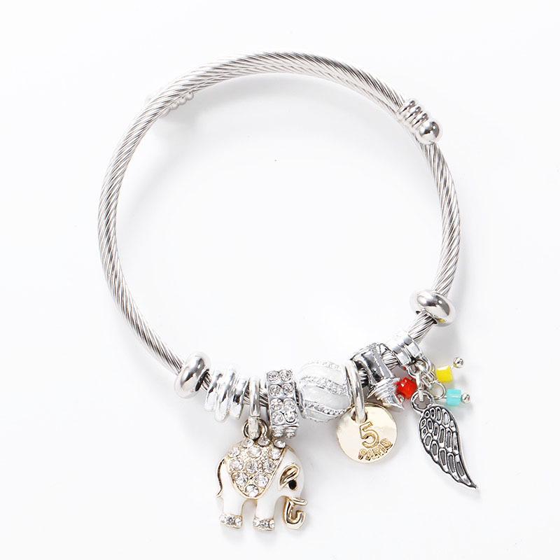 Titanium Steel Stainless Steel Adjustable DIY Thai Elephant Leaf Bracelet