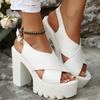 Summer Open-Toe Waterproof Platform Thick Heel Ultra High Heel Sandals Stage Performance Fashion Show Large Size Shoes