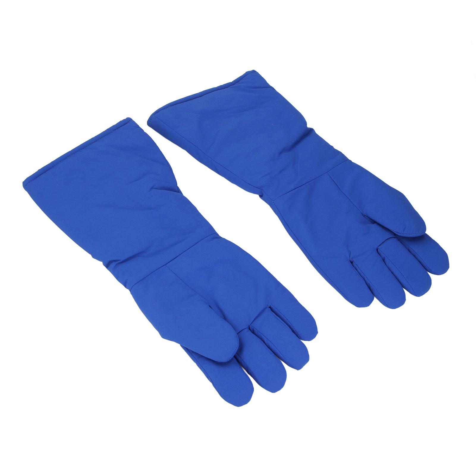 1 Pair 48cm Antifreeze Gloves Low Temperature Cold Proof Gloves for Laboratory Liquid Nitrogen Dry Ice Handling Leather + low temperature cotton