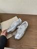 Fashion Silver Women's Casual Sneakers Designer Training Shoes Patchwork Lace-up Sneakers Leather Flat Women's Shoes Zapatillas De Muje